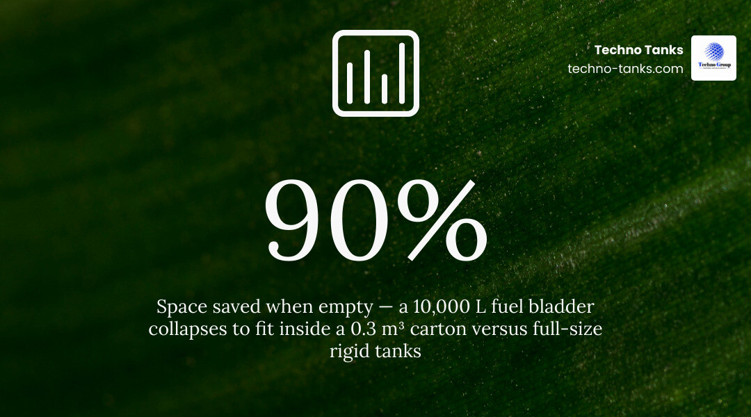 Infographic: 90% space-saving advantage of empty collapsible fuel bladders vs rigid tanks infographic Infographic: 90% space-saving advantage of empty collapsible fuel bladders vs rigid tanks infographic