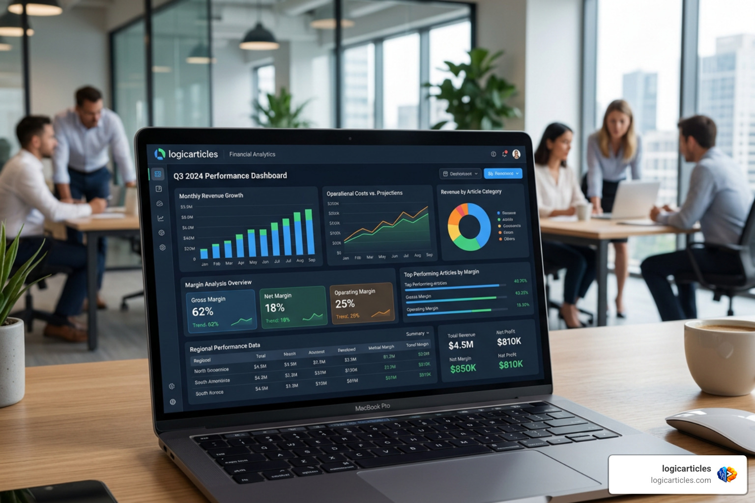 financial data visualization and margin analysis dashboard