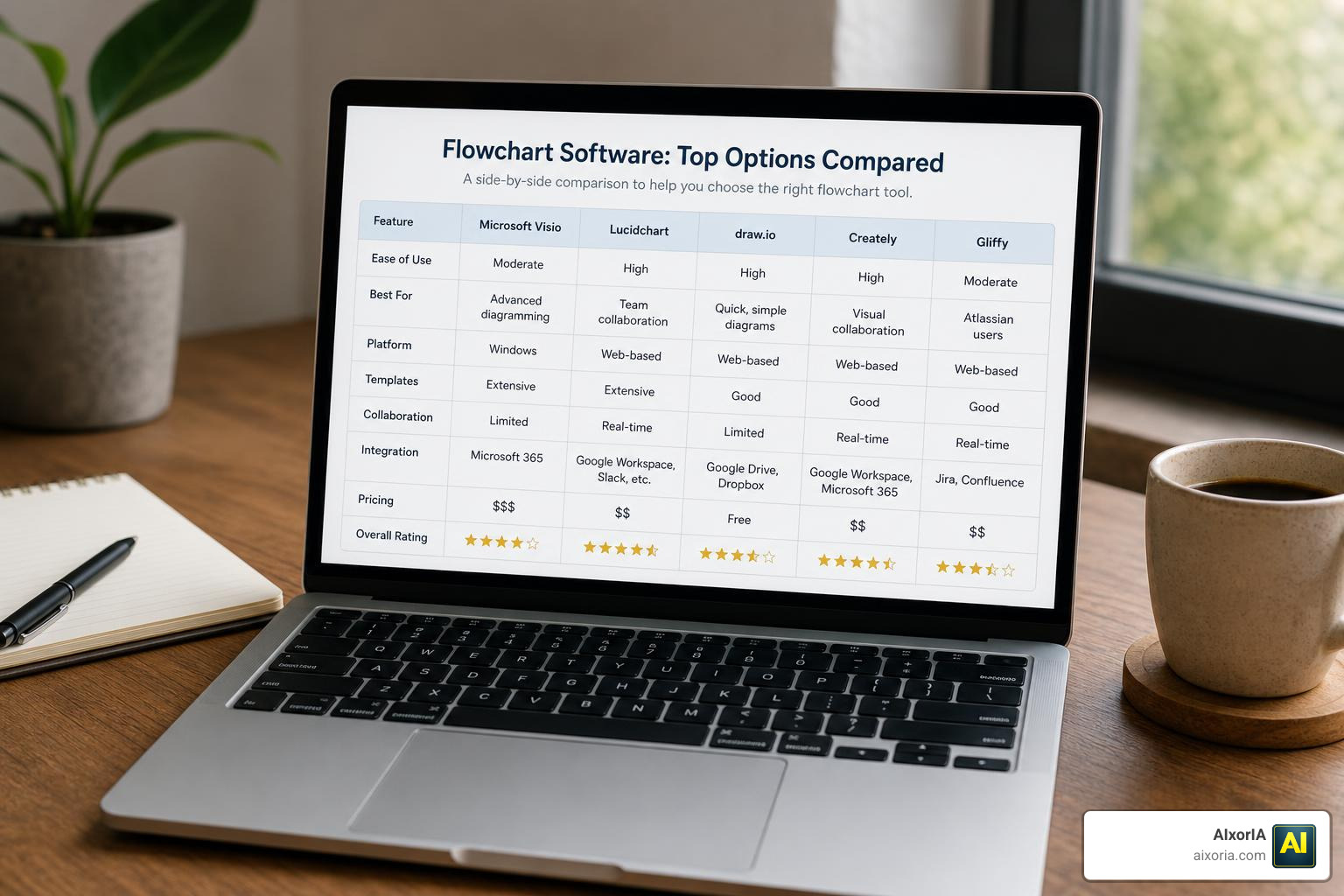 Flowchart software comparison matrix