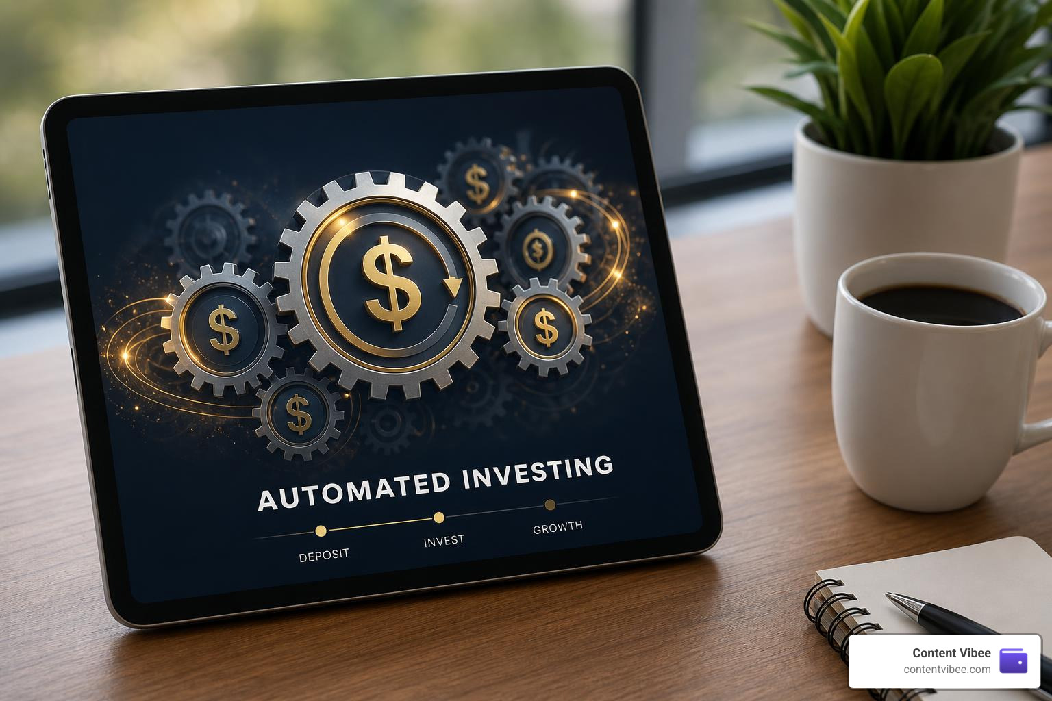 digital gears turning with dollar signs representing automated investing digital gears turning with dollar signs representing automated investing