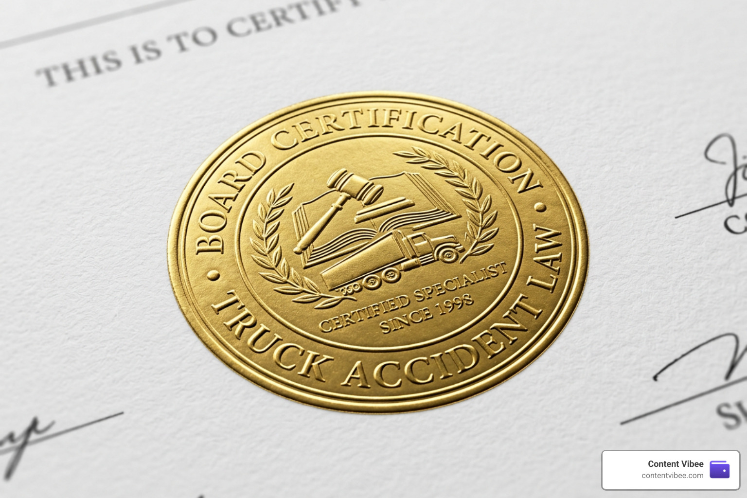 Rigorous Board Certification Seal in Truck Accident Law