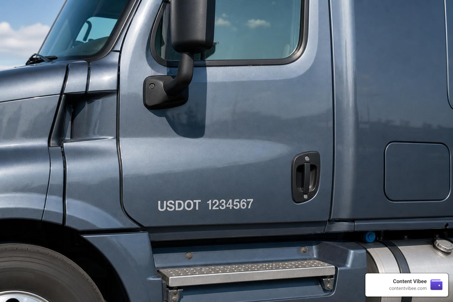 truck driver side door showing US DOT number