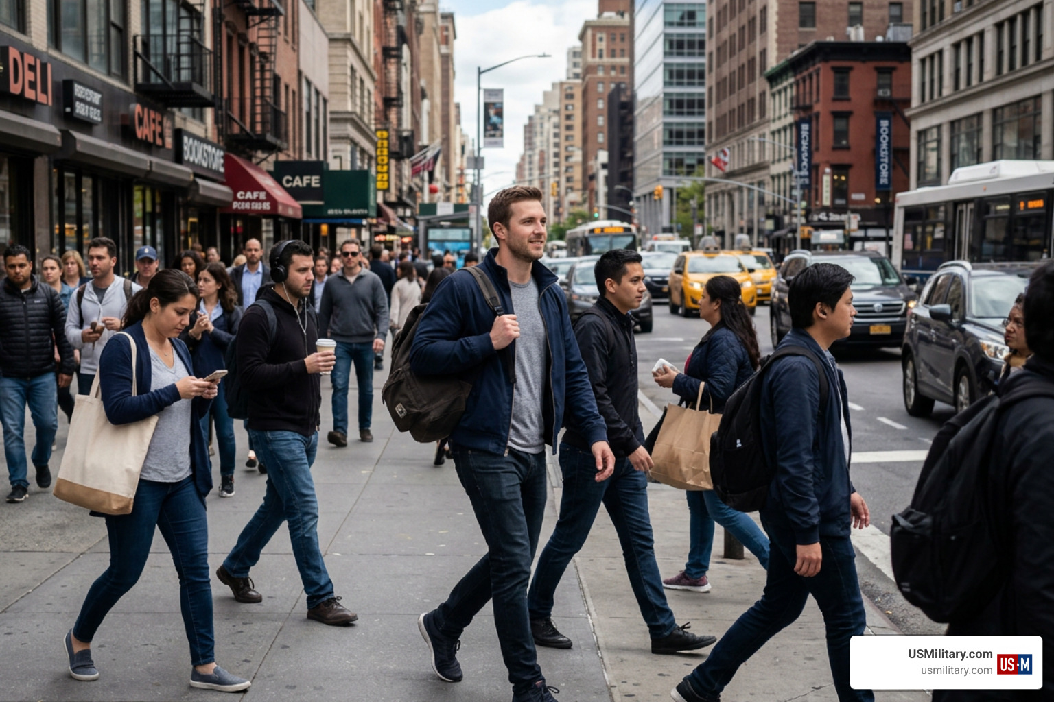 An ordinary-looking person with athletic posture blending into a crowd An ordinary-looking person with athletic posture blending into a crowd