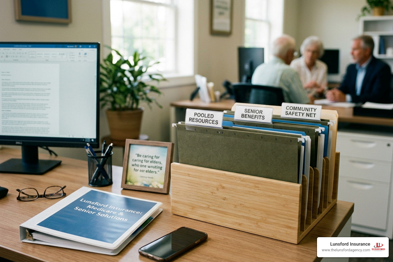 Professional setting showing a clean, organized representation of pooled resources and safety net Professional setting showing a clean, organized representation of pooled resources and safety net