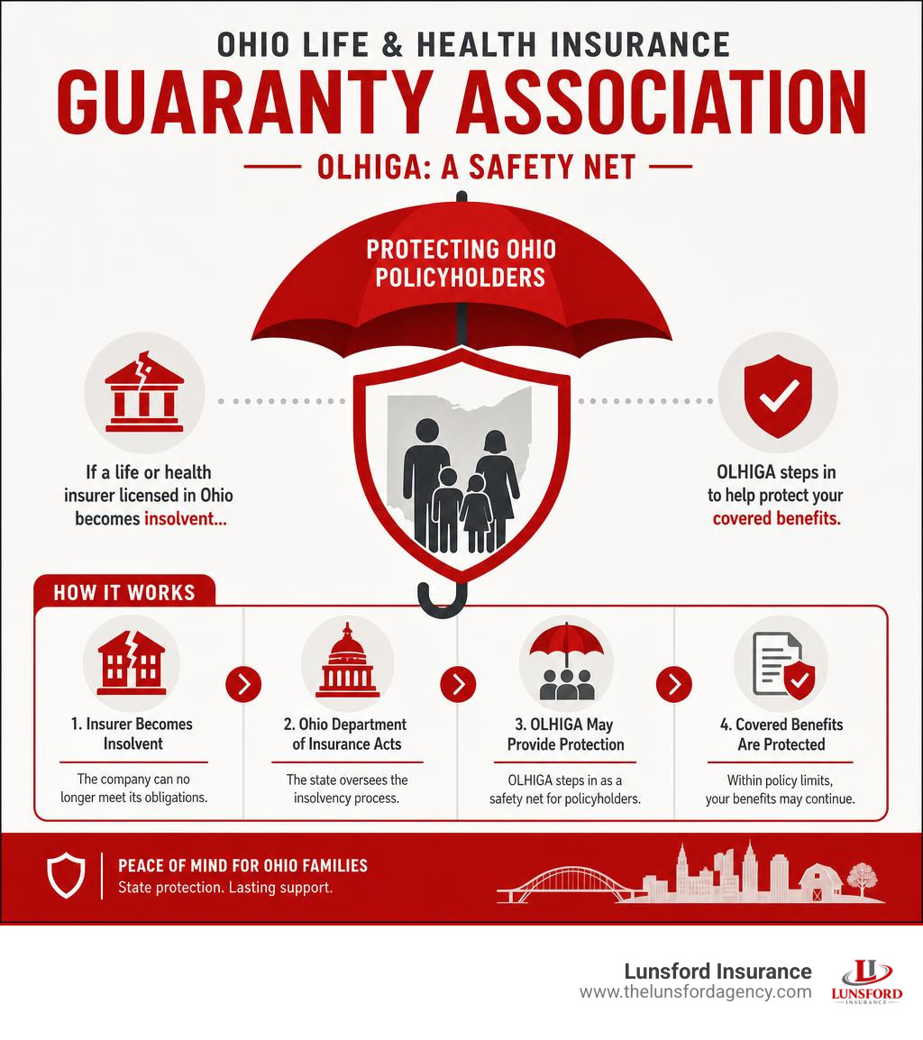 Infographic explaining the Ohio Life & Health Insurance Guaranty Association OLHIGA as a safety net infographic Infographic explaining the Ohio Life & Health Insurance Guaranty Association OLHIGA as a safety net infographic
