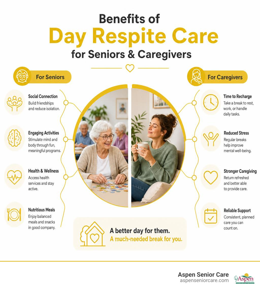 Benefits of day respite care for seniors and caregivers infographic infographic