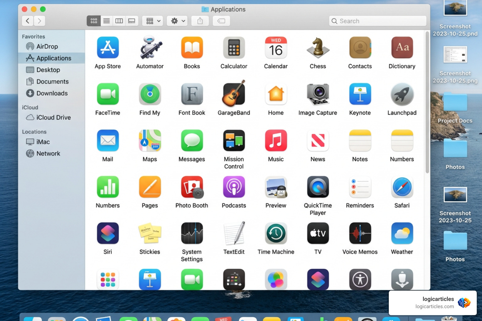 macOS Finder Applications folder showing various installed applications macOS Finder Applications folder showing various installed applications