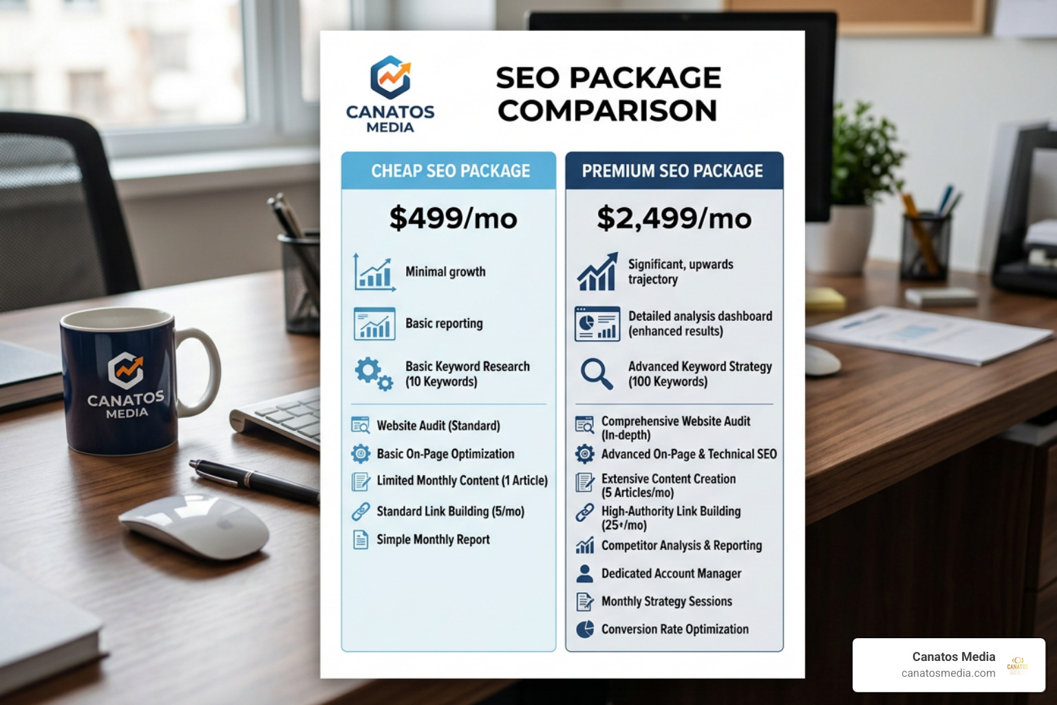 pricing tiers visual showing difference between cheap and premium SEO packages pricing tiers visual showing difference between cheap and premium SEO packages