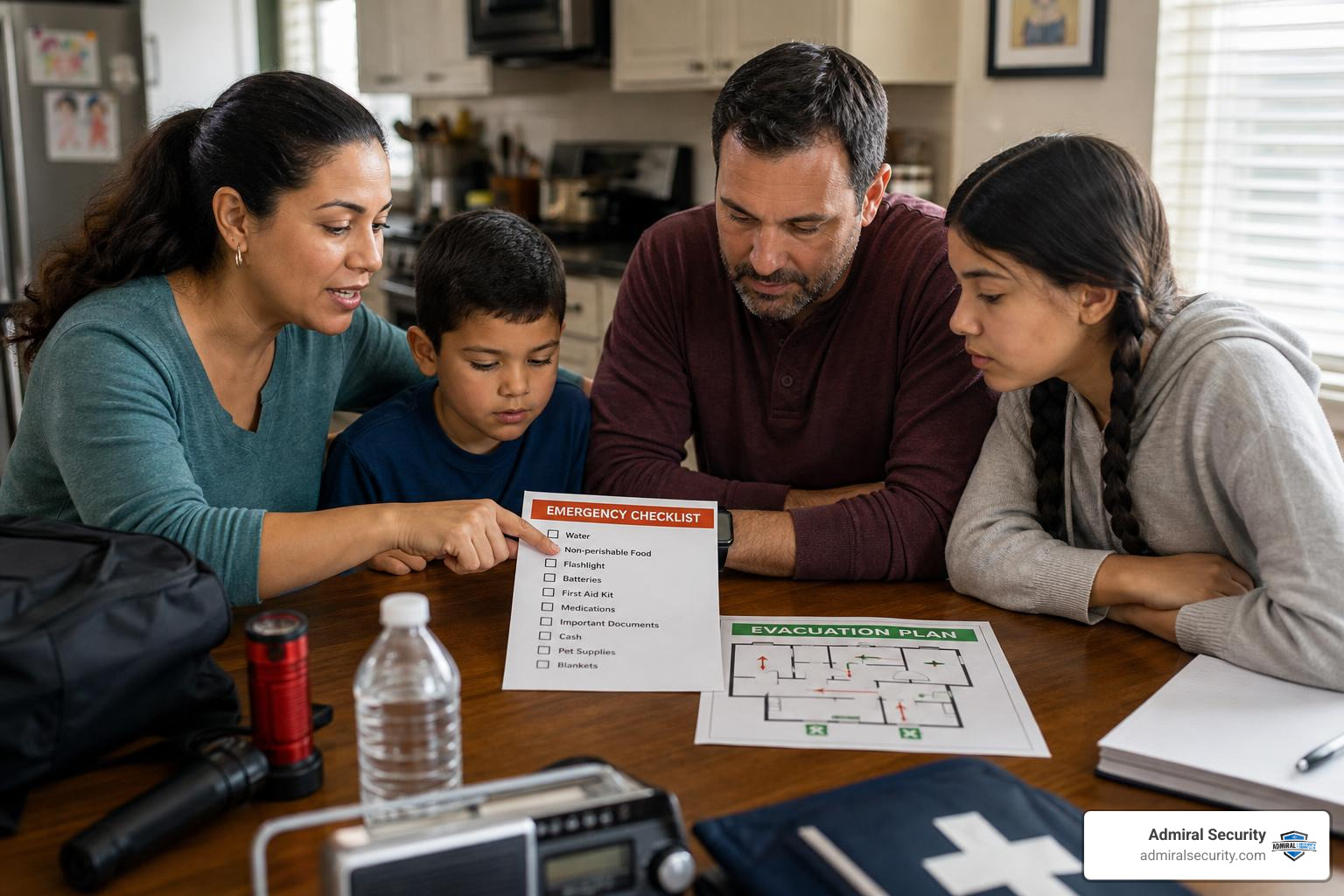 family reviewing safety checklist