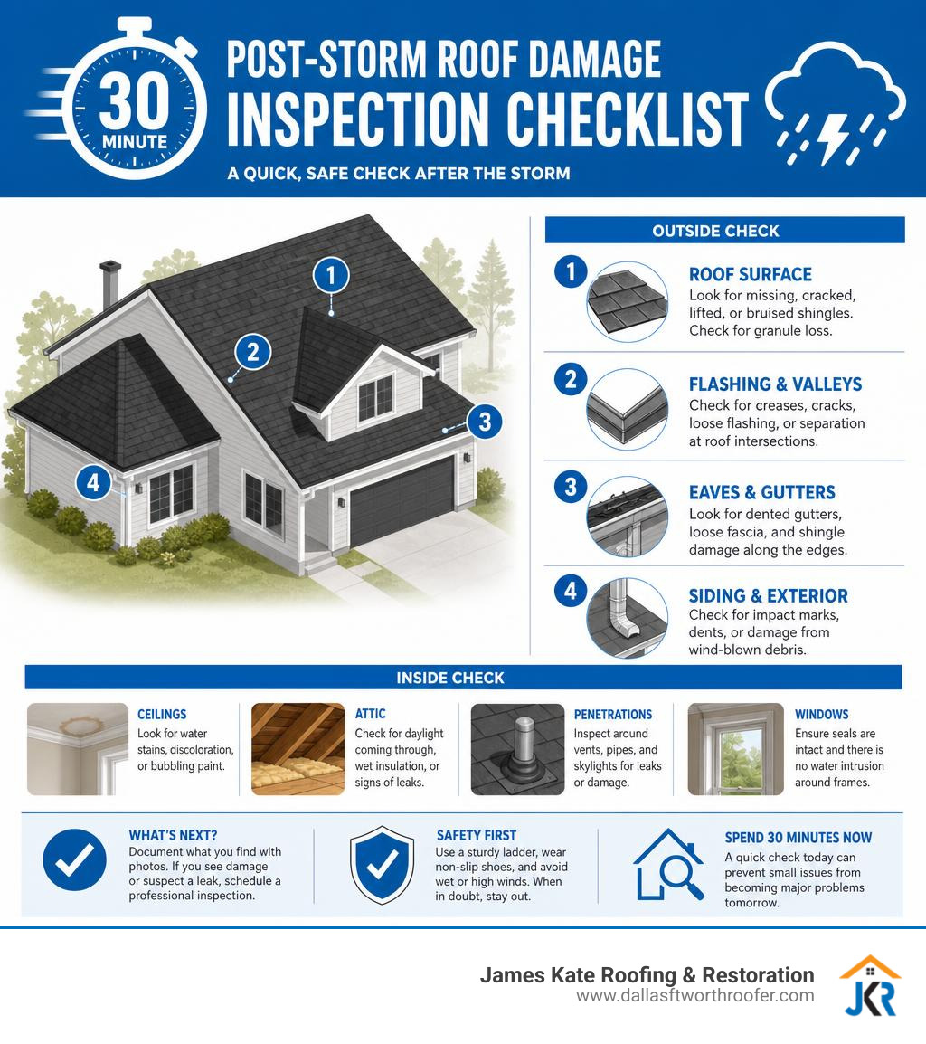 30-minute post-storm roof damage inspection checklist infographic infographic 30-minute post-storm roof damage inspection checklist infographic infographic
