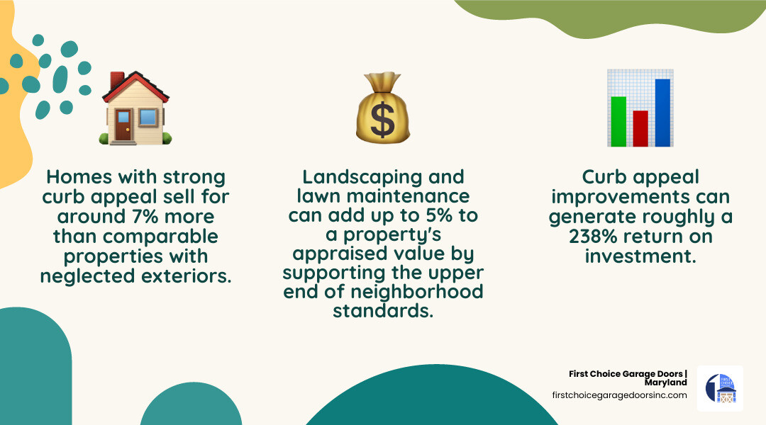 Infographic showing direct and indirect impacts of curb appeal on home appraisals including condition ratings, effective Infographic showing direct and indirect impacts of curb appeal on home appraisals including condition ratings, effective