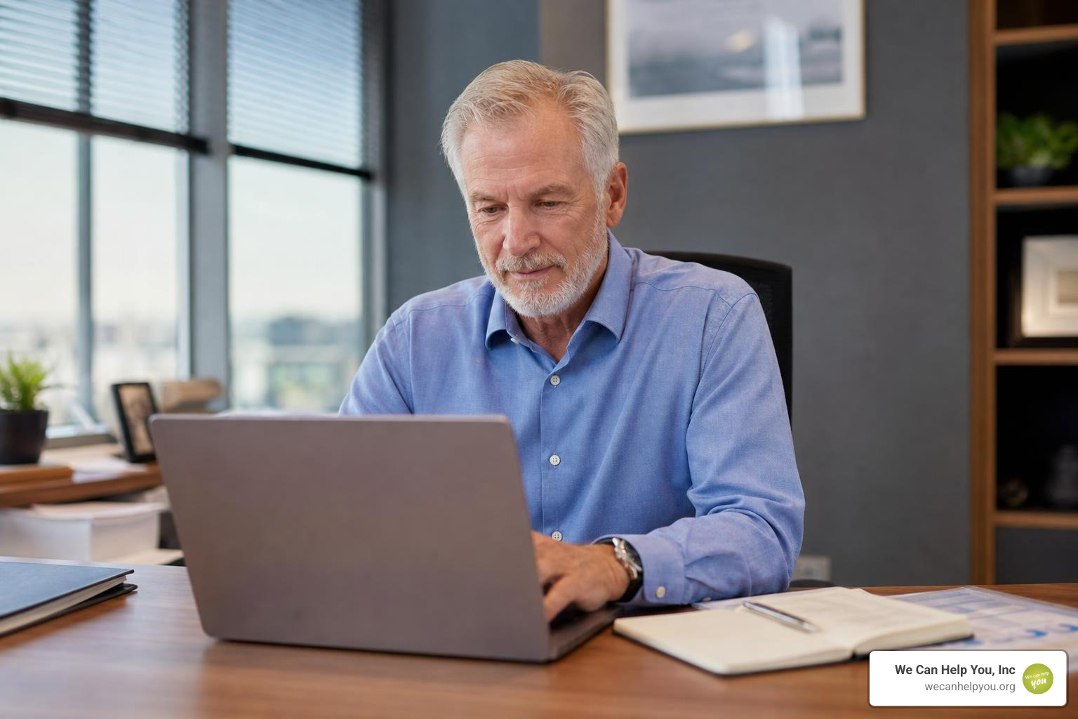 older professional working in an office