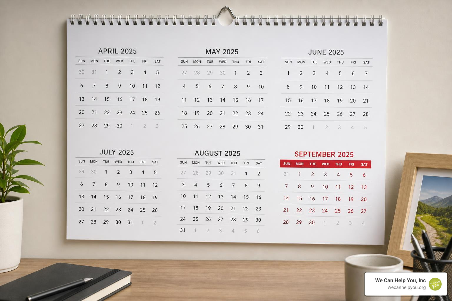 calendar highlighting a 7-month window