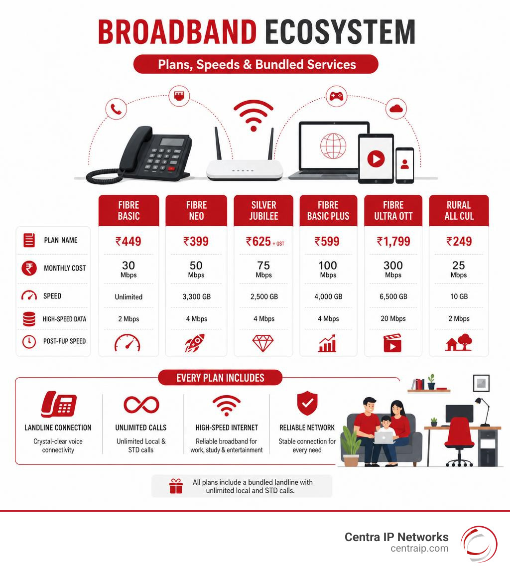 BSNL broadband ecosystem infographic showing plan tiers, speeds, and bundled services infographic BSNL broadband ecosystem infographic showing plan tiers, speeds, and bundled services infographic