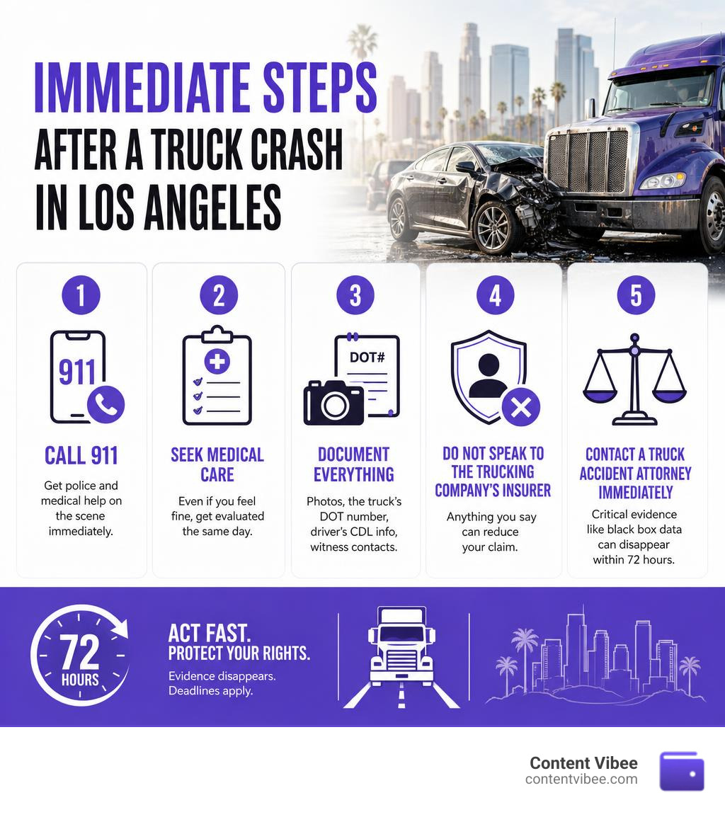 Immediate steps after a truck crash in Los Angeles infographic infographic