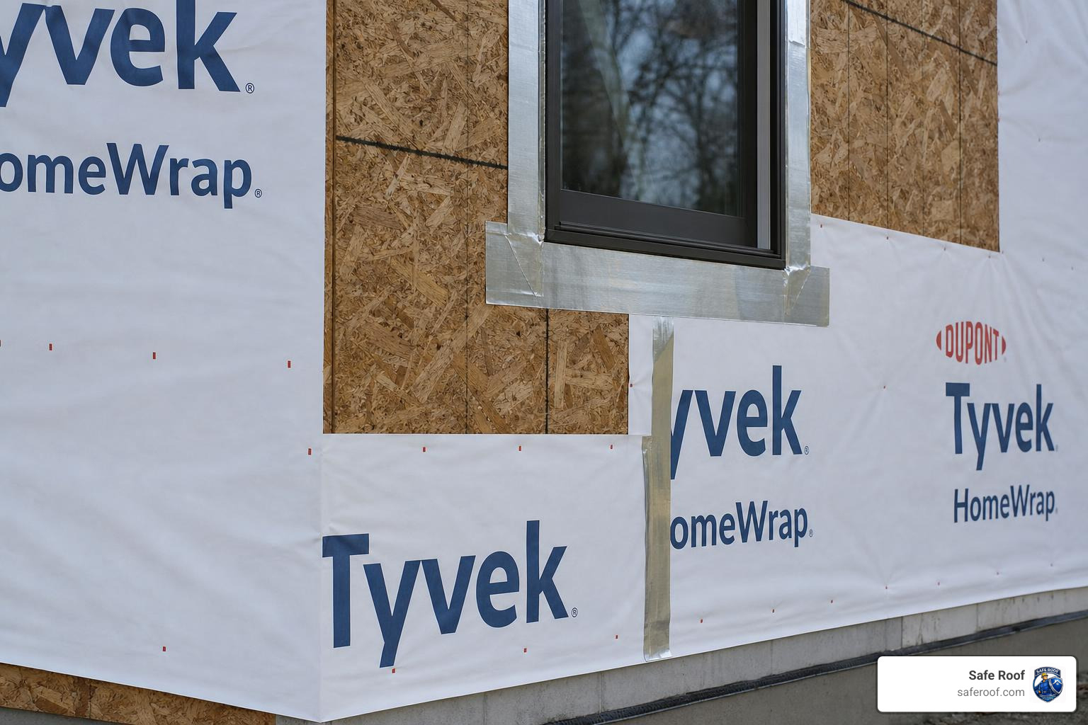 wall preparation with weather barrier and flashing
