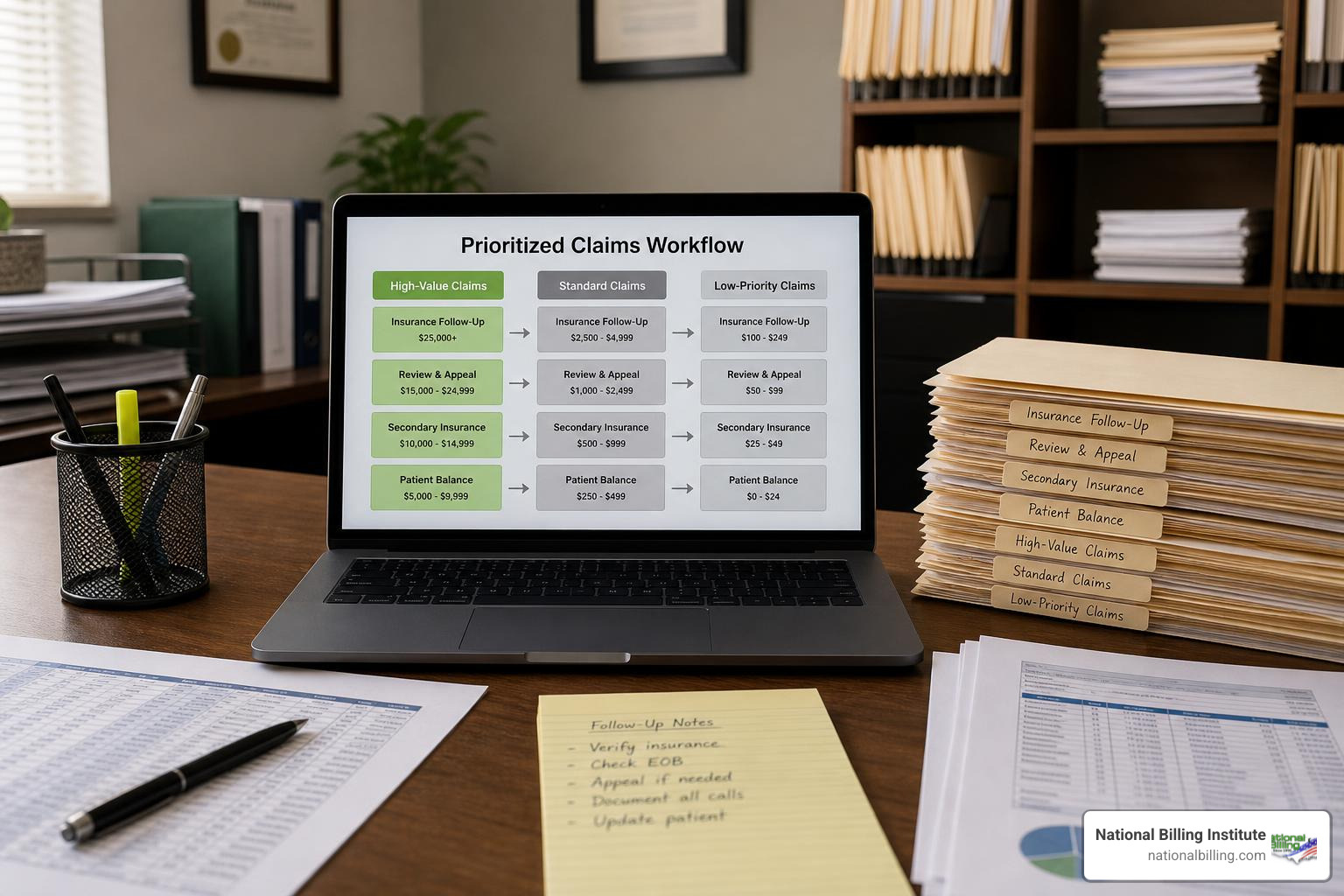 prioritized billing workflow chart highlighting high value claims