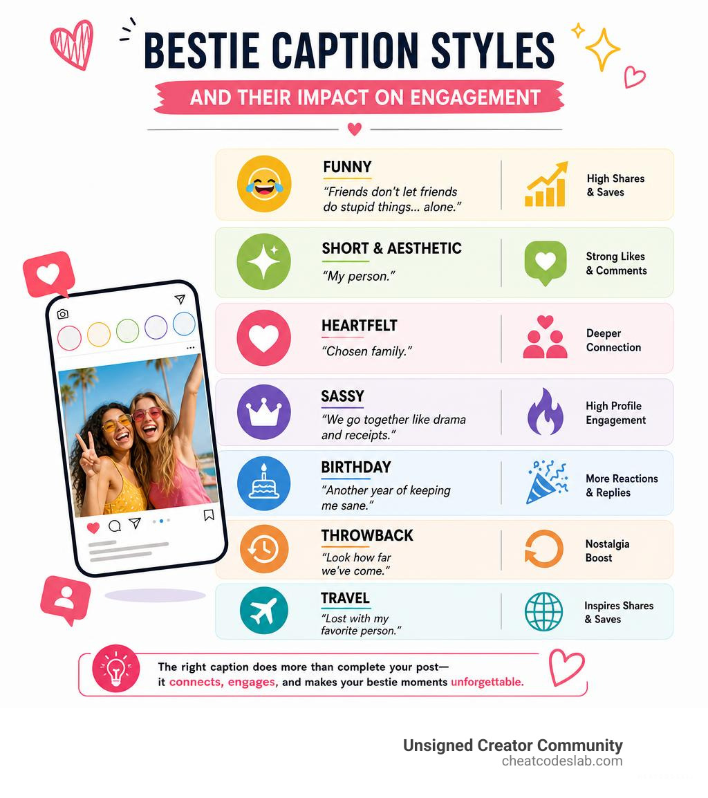 Infographic showing caption styles for bestie posts and their impact on Instagram engagement infographic Infographic showing caption styles for bestie posts and their impact on Instagram engagement infographic