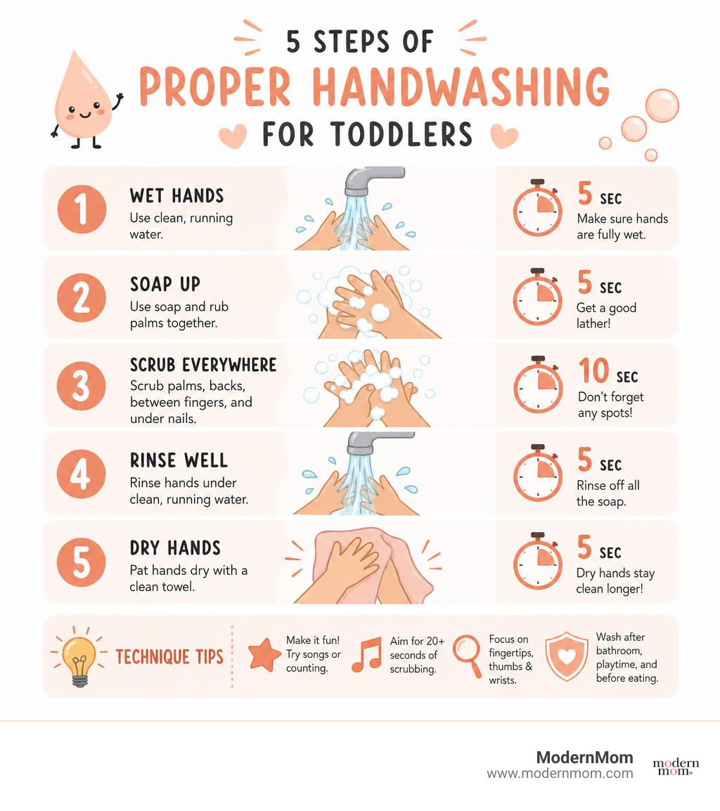 5 steps of proper handwashing for toddlers with timing and technique tips infographic 5 steps of proper handwashing for toddlers with timing and technique tips infographic