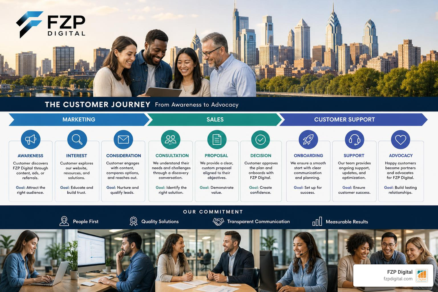 A customer journey map showing touchpoints from marketing and sales to customer support A customer journey map showing touchpoints from marketing and sales to customer support