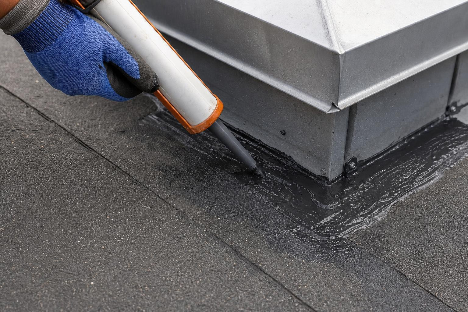 rubberized wet patch applied around flashing