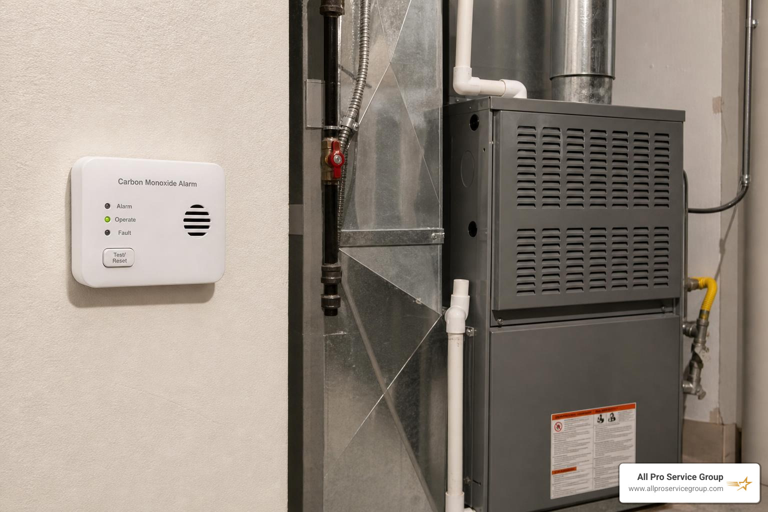 carbon monoxide detector near furnace and HVAC vent