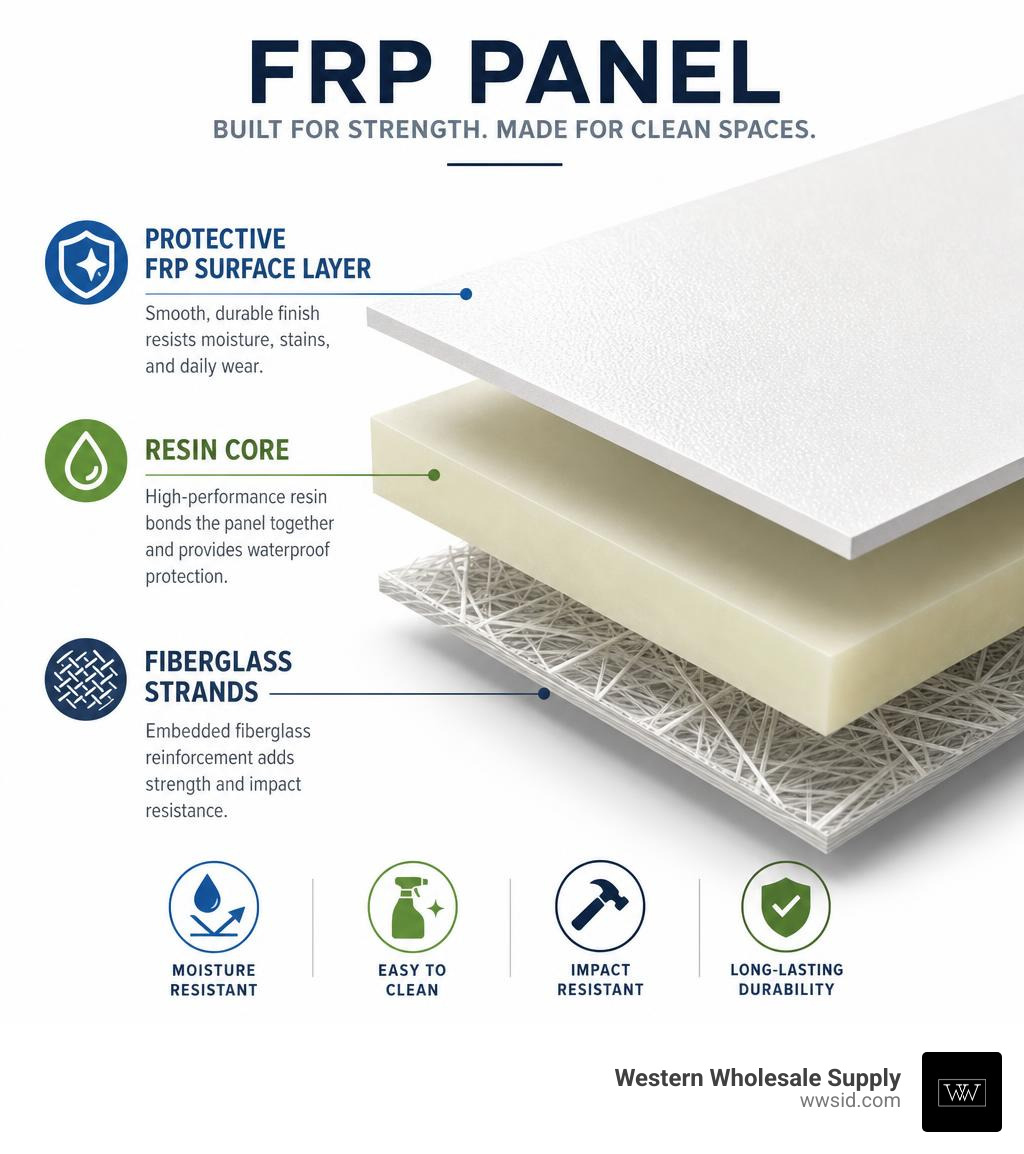 Infographic showing fiberglass strands resin core and protective FRP surface layer infographic Infographic showing fiberglass strands resin core and protective FRP surface layer infographic