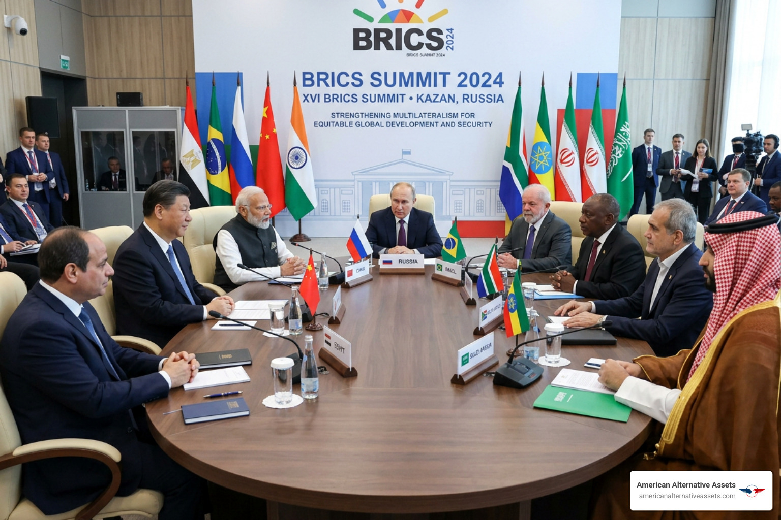 The 2024 BRICS summit showing leaders from expanded member nations