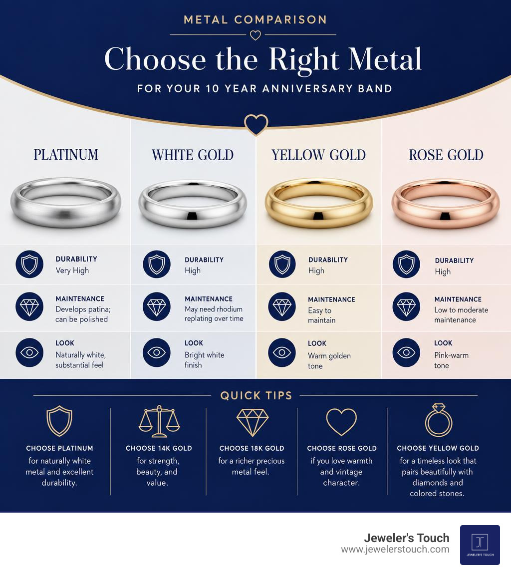 metal comparison infographic for platinum white gold yellow gold and rose gold infographic
