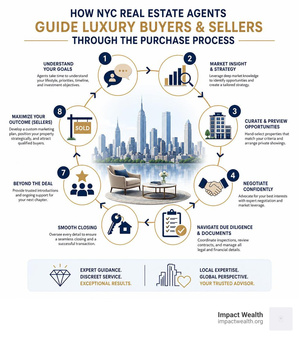 How NYC real estate agents guide luxury buyers and sellers through the purchase process infographic