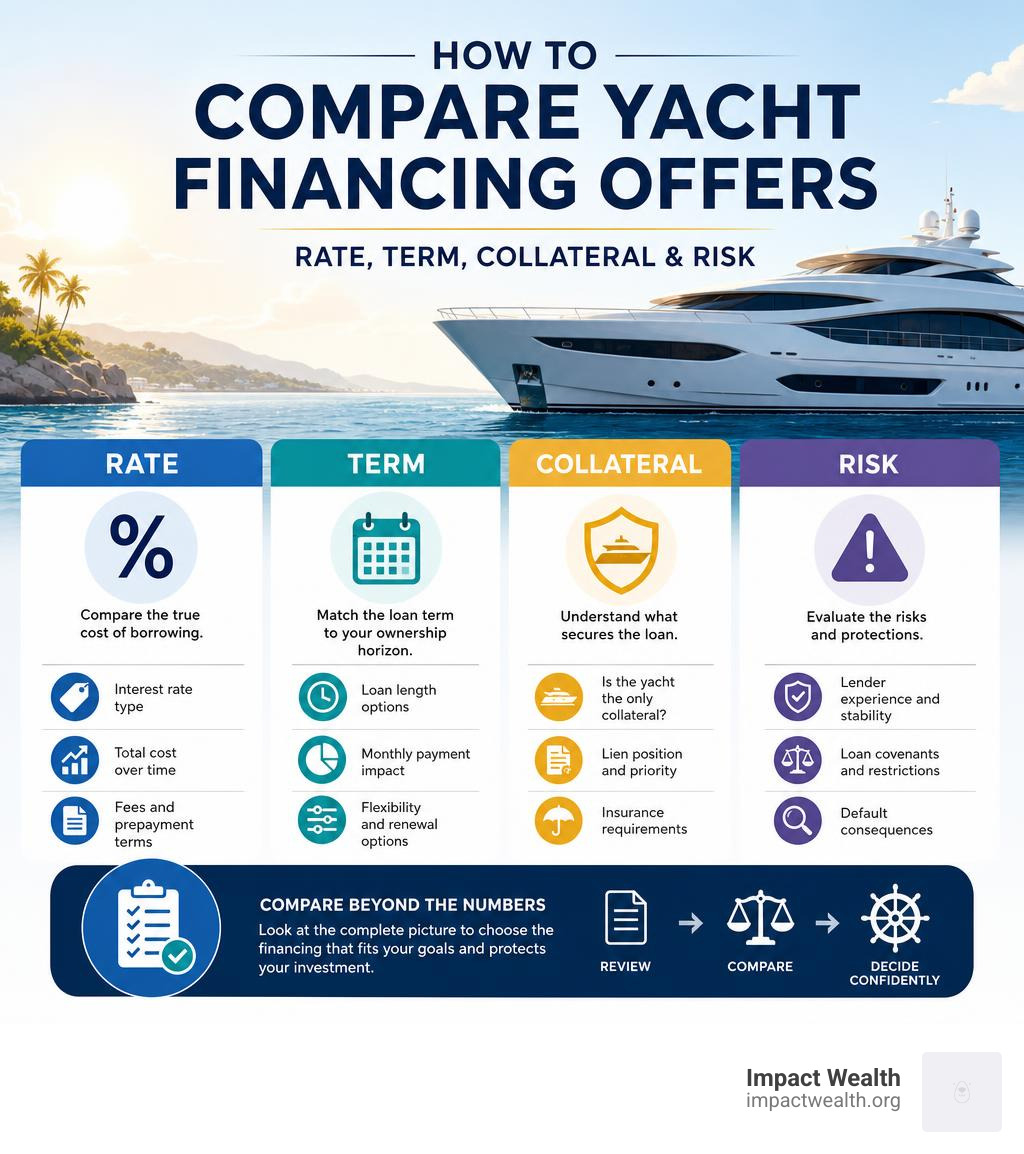 how to compare yacht financing offers by rate term collateral and risk infographic