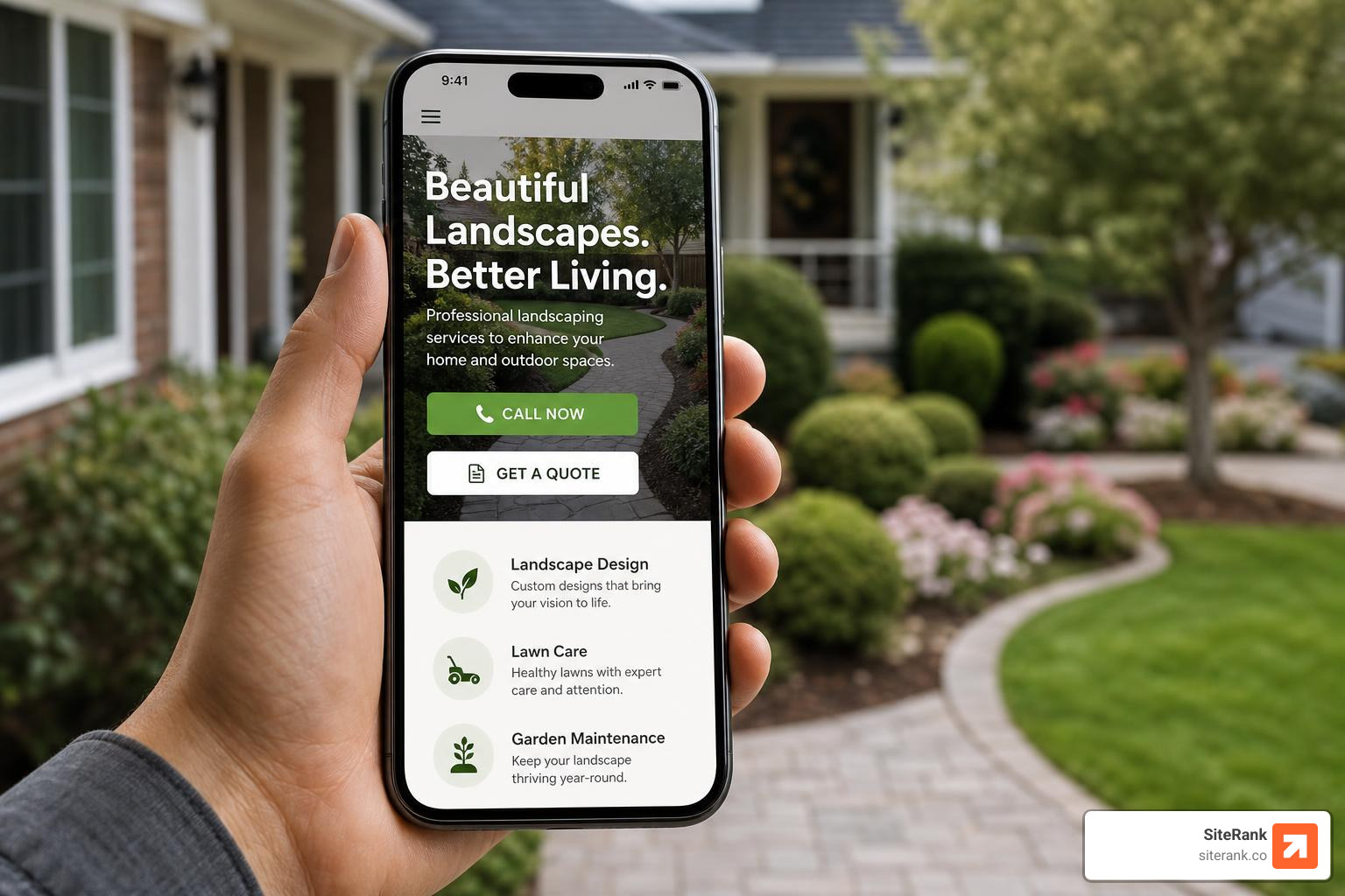 fast mobile landscaping website with click to call and quote buttons fast mobile landscaping website with click to call and quote buttons