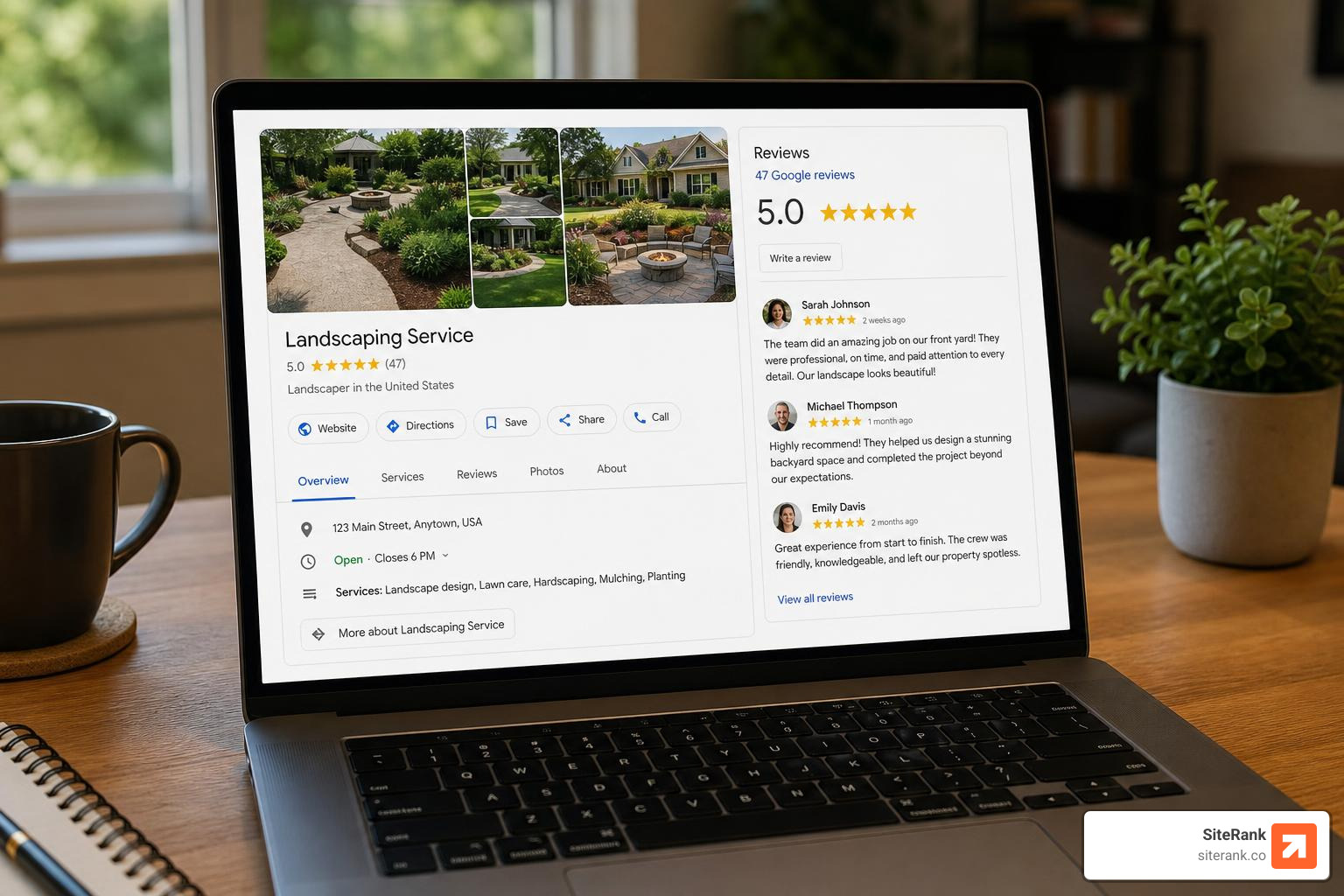 optimized landscaping Google Business Profile with photos and reviews optimized landscaping Google Business Profile with photos and reviews