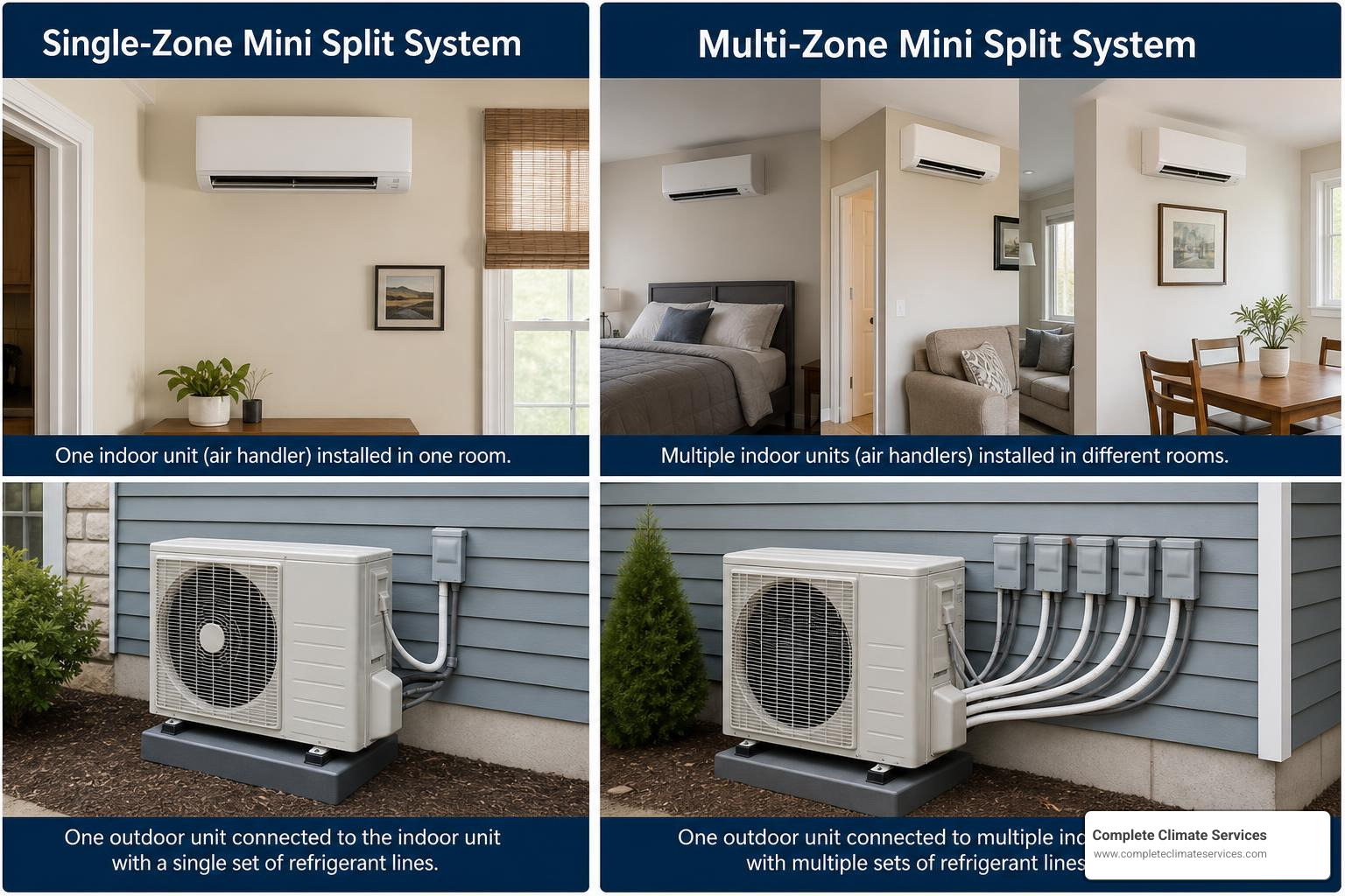 single zone and multi zone mini split system layout comparison single zone and multi zone mini split system layout comparison