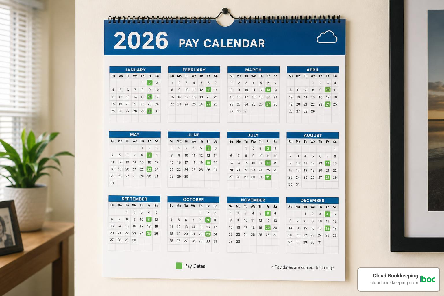 full year 2026 semi monthly payroll calendar