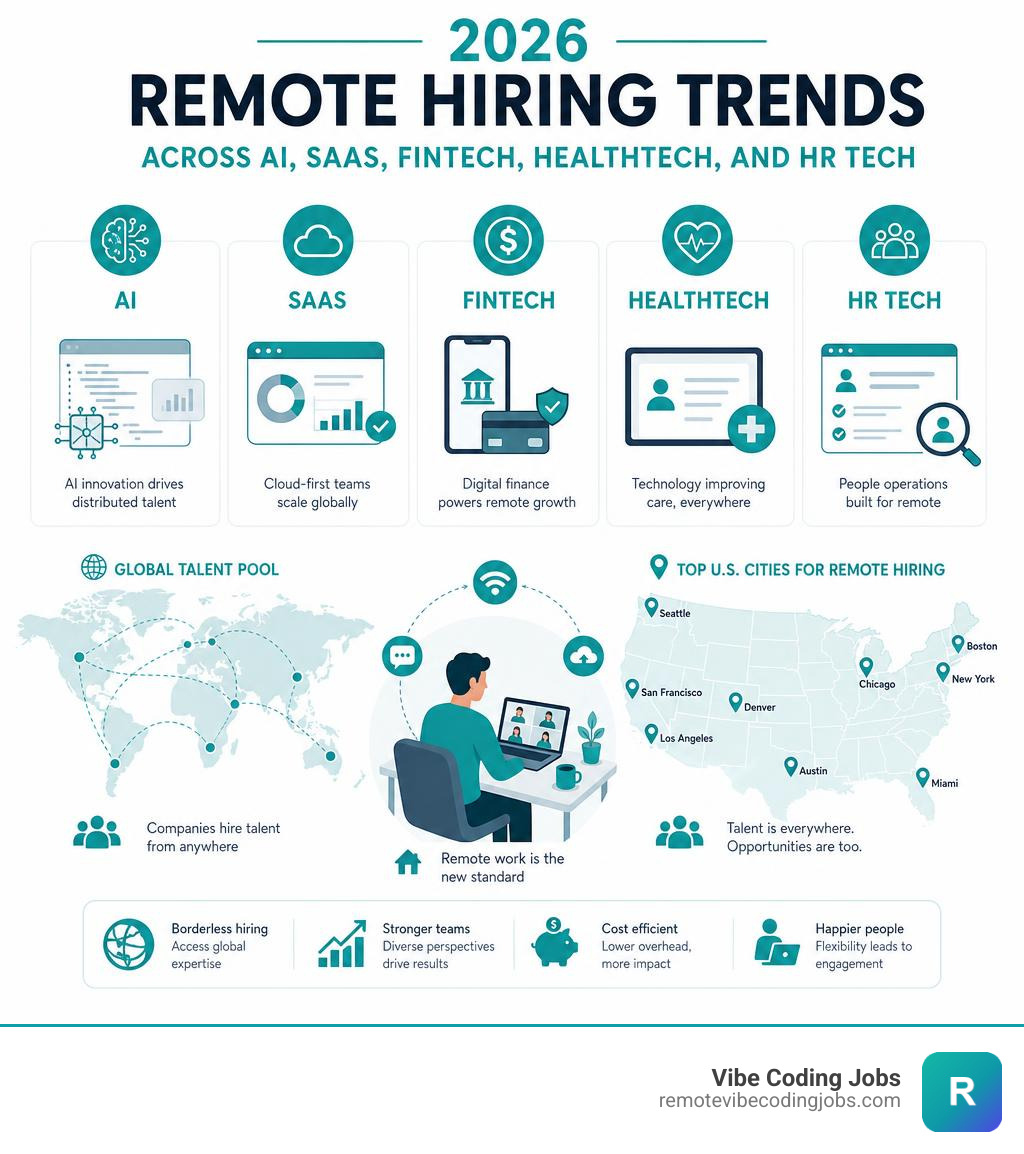 Infographic: 2026 remote hiring trends across AI, SaaS, fintech, healthtech, and HR tech infographic