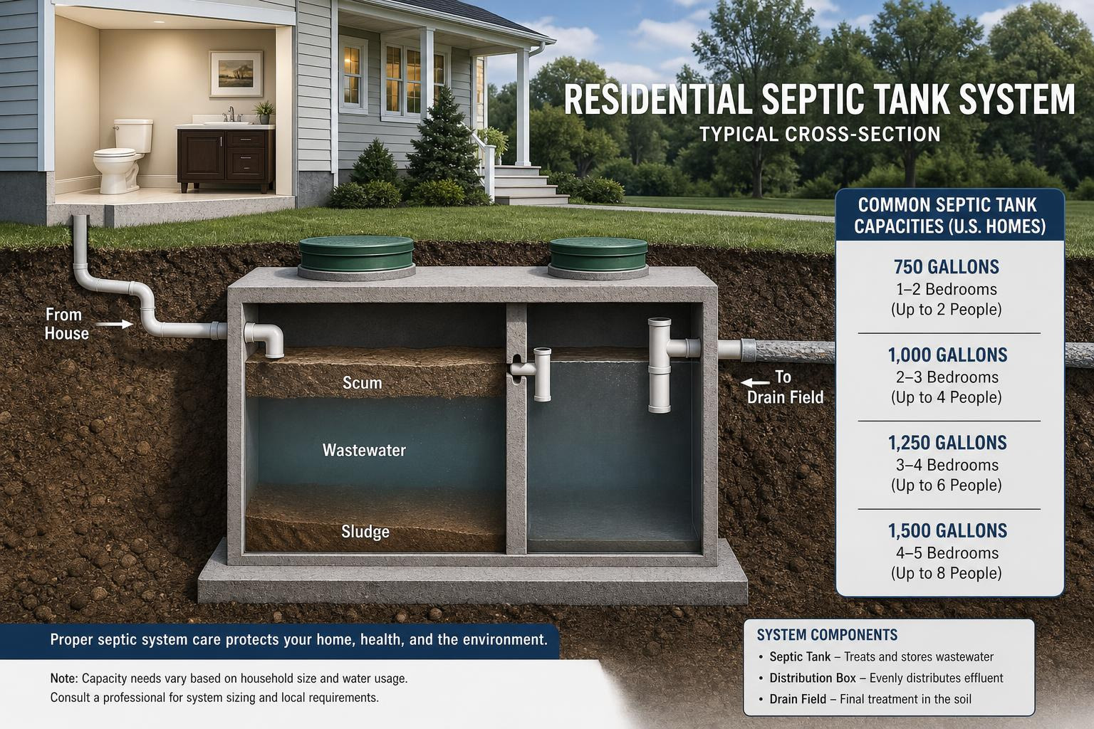 septic tank size diagram for residential home