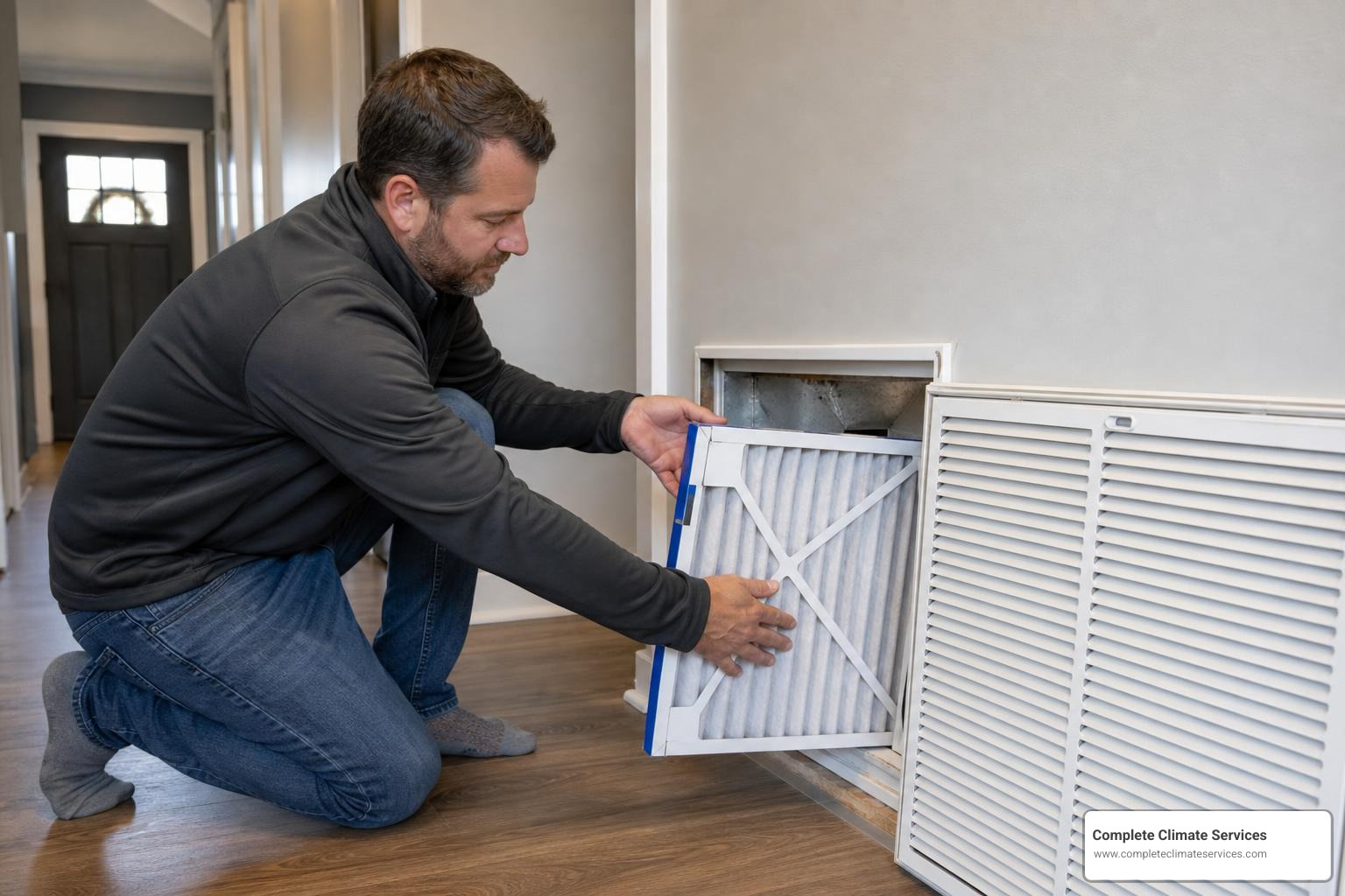 homeowner replacing return air filter