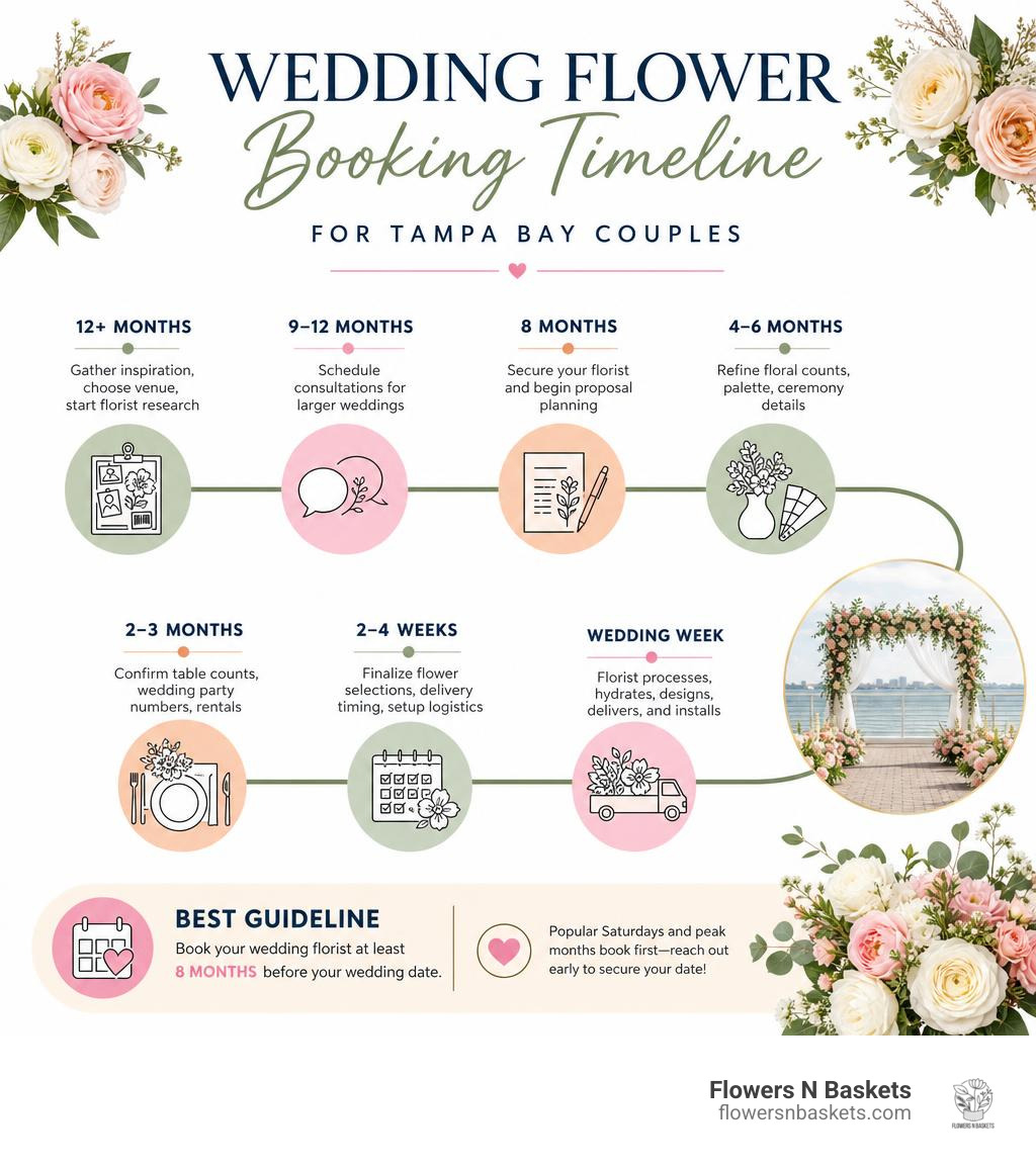 wedding flower booking timeline for tampa bay couples infographic