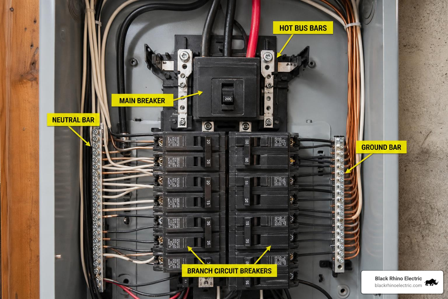 labeled electrical panel interior