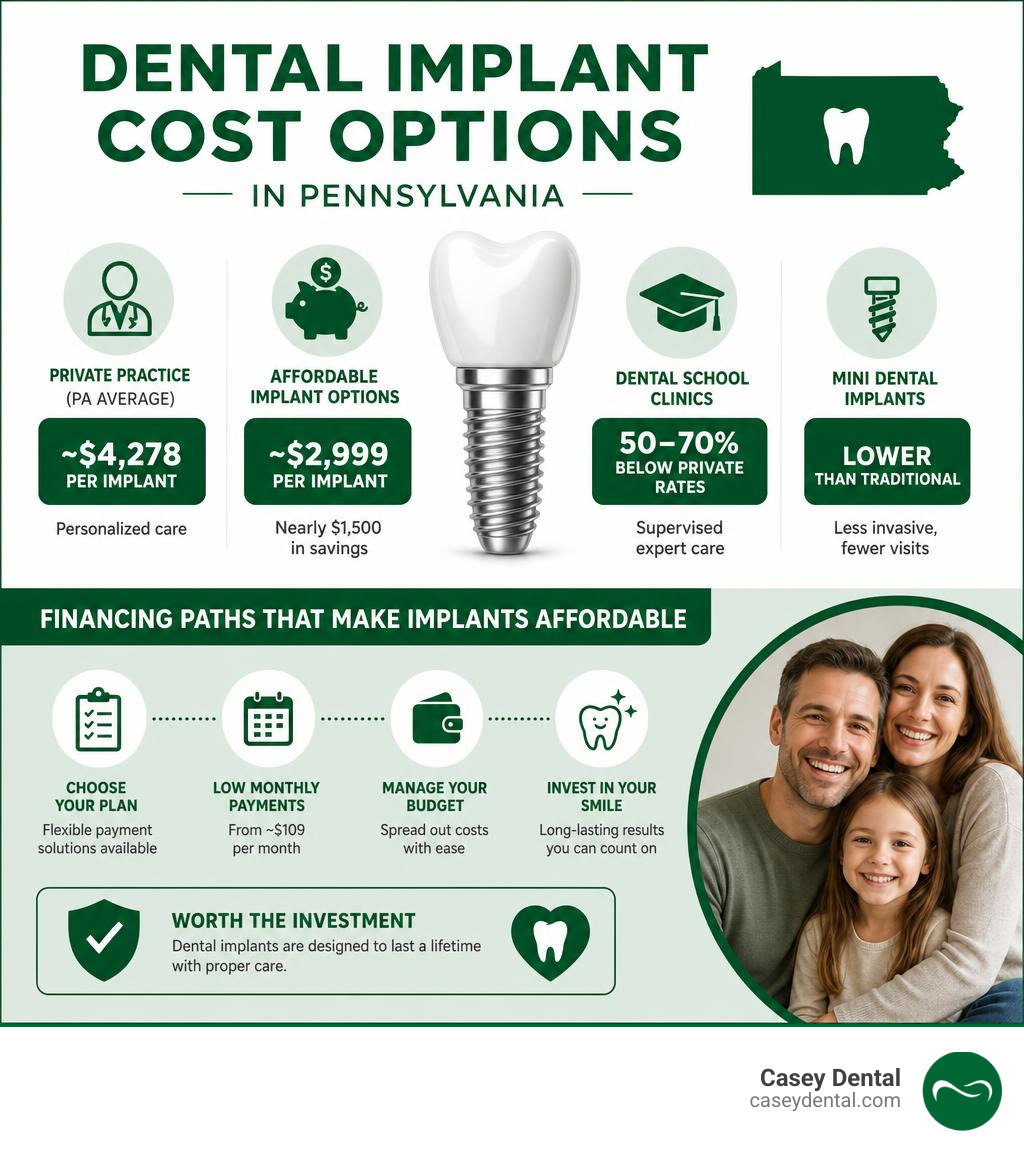 infographic showing dental implant cost options and financing paths in Pennsylvania infographic infographic showing dental implant cost options and financing paths in Pennsylvania infographic