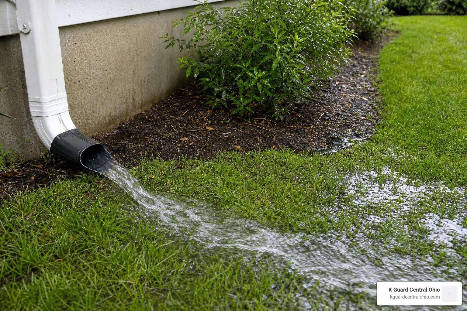 water directed safely away from a home foundation