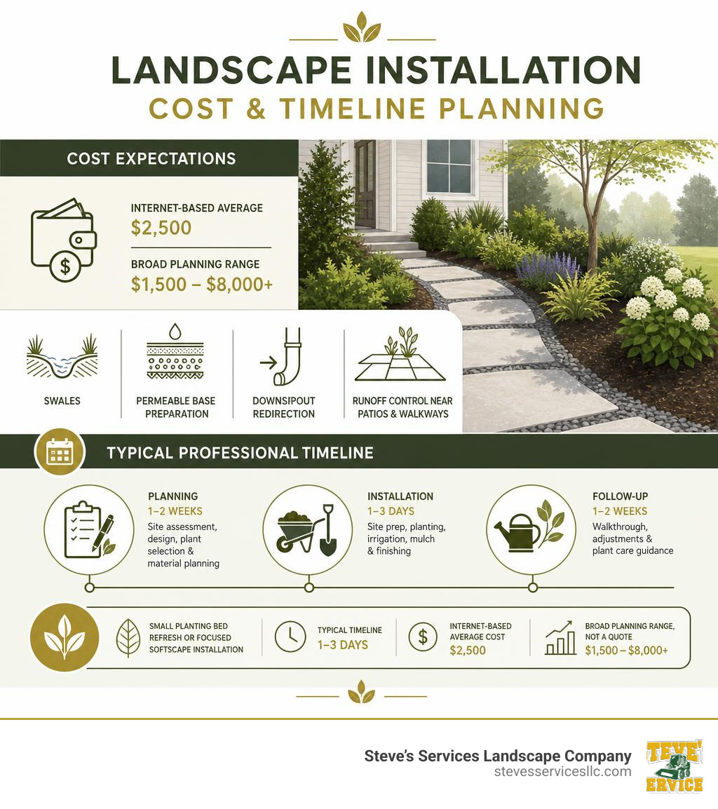 landscape installation cost and timeline planning infographic infographic