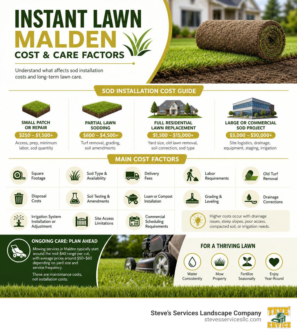 instant lawn Malden cost and care factors infographic infographic