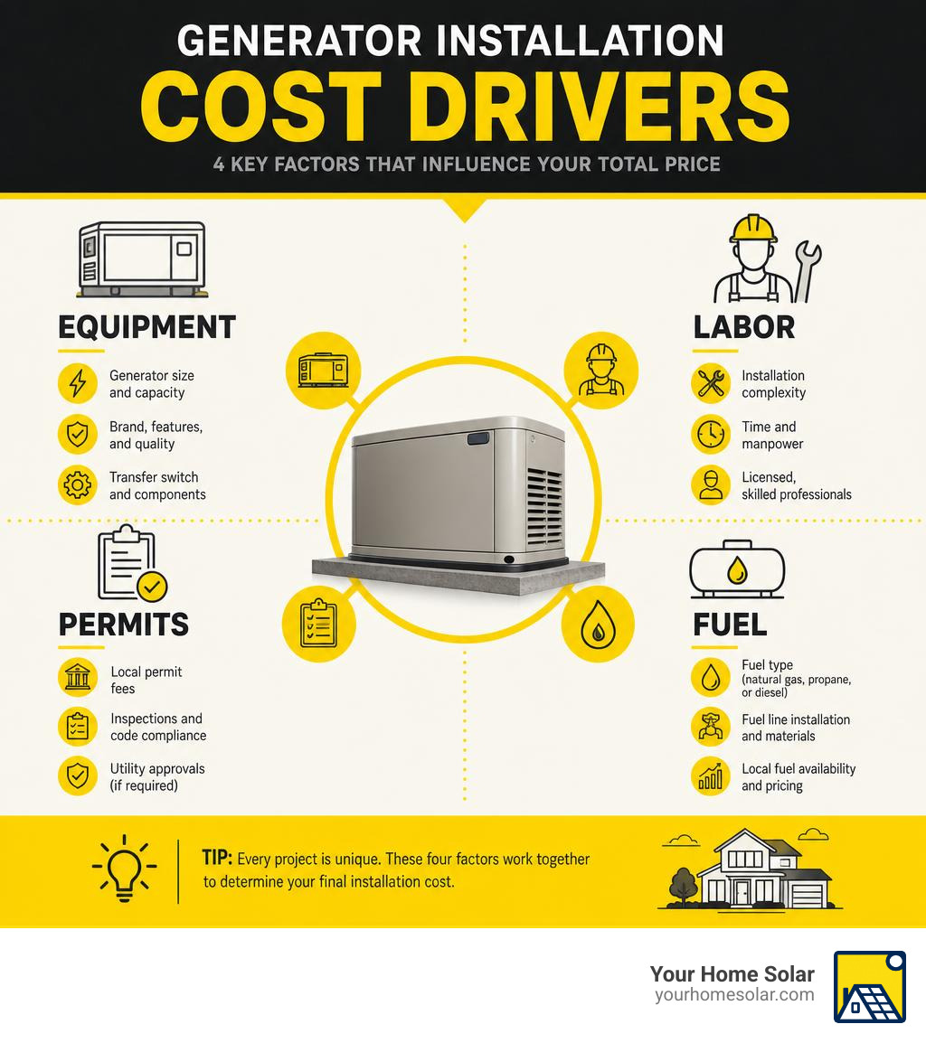 infographic comparing generator cost drivers equipment labor permits and fuel infographic infographic comparing generator cost drivers equipment labor permits and fuel infographic