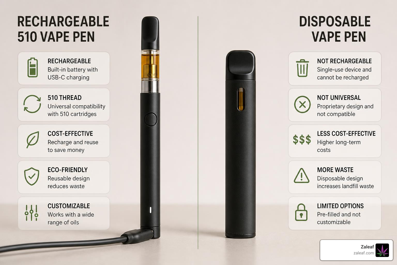 comparing rechargeable 510 batteries and disposable vapes