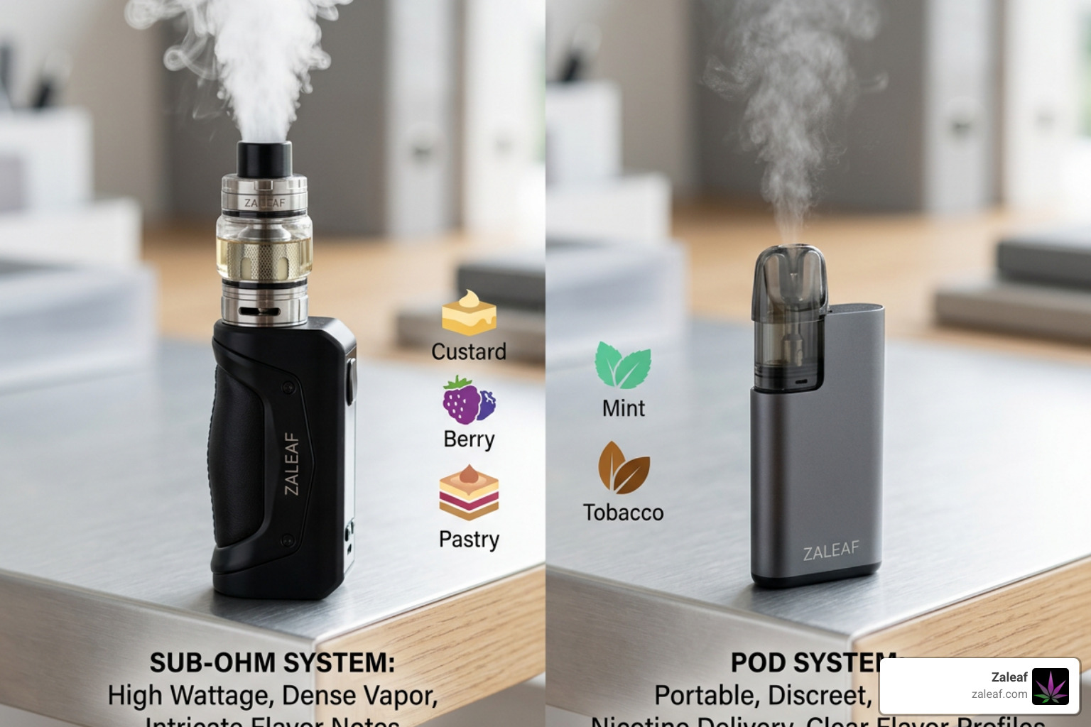 Sub-ohm tanks vs pod devices flavor delivery comparison Sub-ohm tanks vs pod devices flavor delivery comparison
