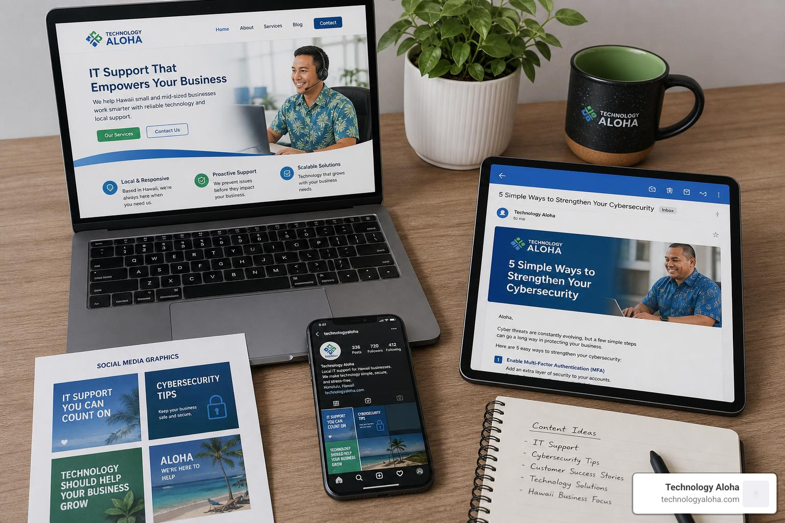 A unified ecosystem of digital touchpoints including website, mobile app, social media assets, and email templates