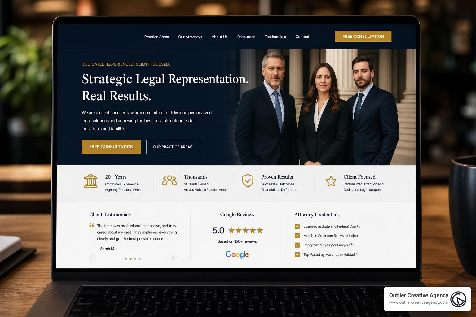high converting law firm website design elements showing clear call to actions and trust signals