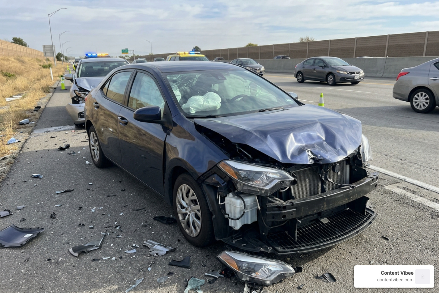 damaged vehicle after a car crash